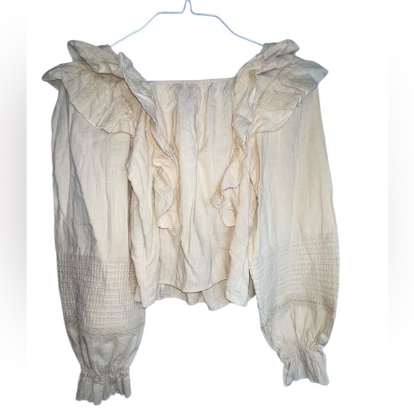 Elegant Cream Ruffle Blouse - Picture 3 of 4